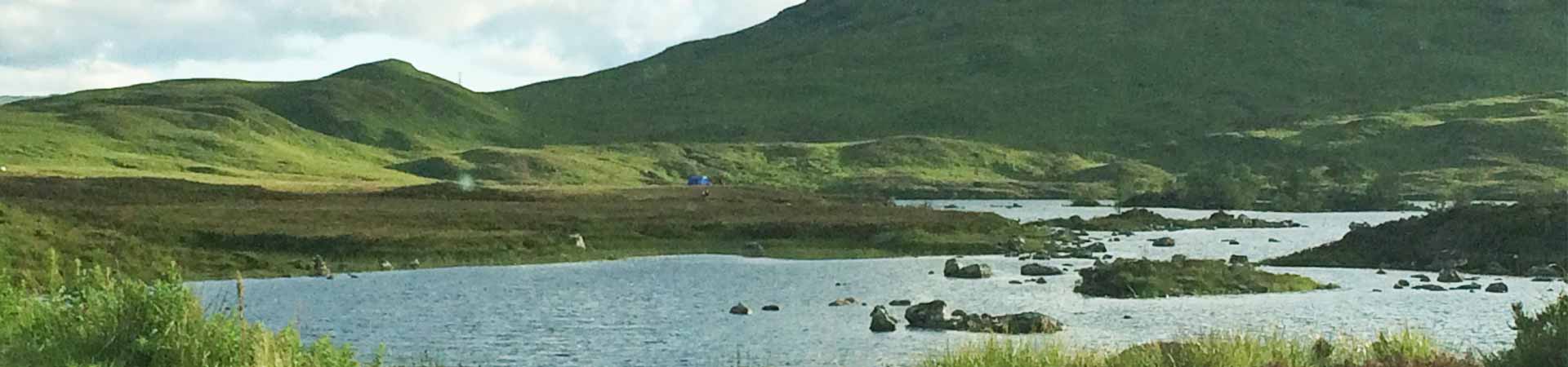 Photo shows areas of peatland between Glencoe and Bridge of Orchy in central Scotland.