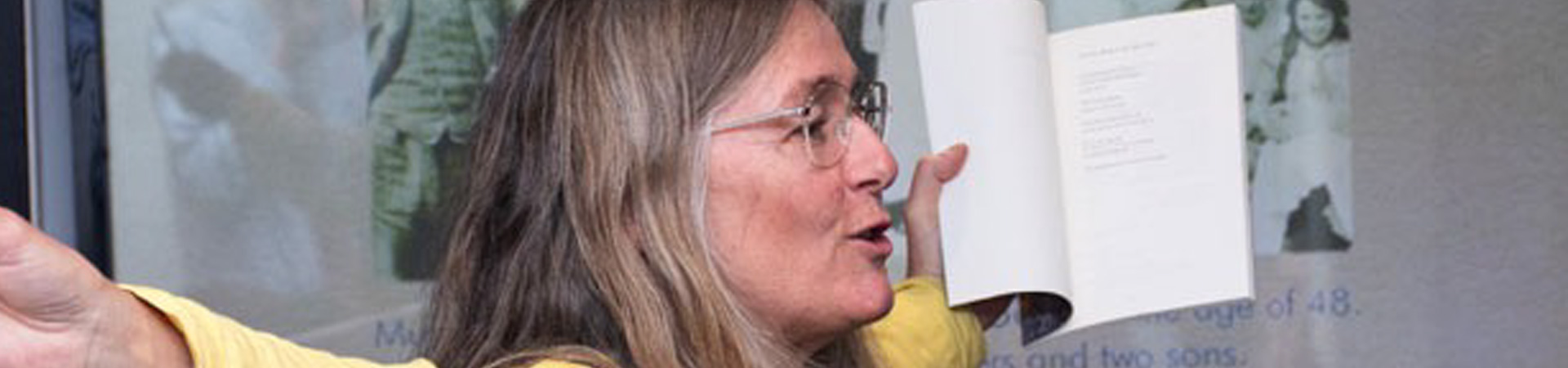 Mandy Haggith during a poetry reading