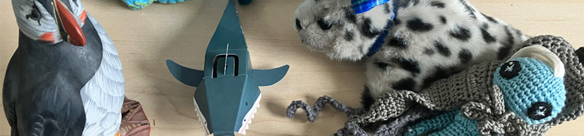 Soft toys of marine creatures