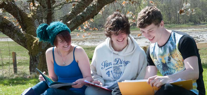 Summer shot of students studying at SAMS