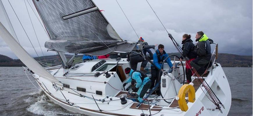 Picture showing students out sailing