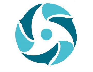 SMMRT logo, blue and green abstract whales in a spiral design