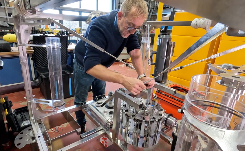 Prof. Andrew Sweetman of SAMS, who leads the DORI project, works on one of the new landers that will help the research team to understand Dark Oxygen production