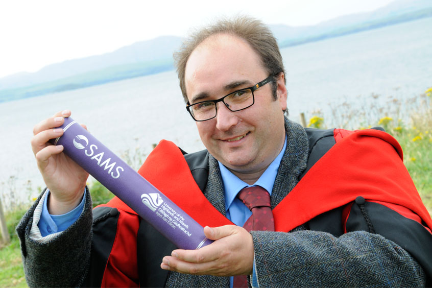 Dr Pete Taylor pictured at his graduation at SAMS UHI