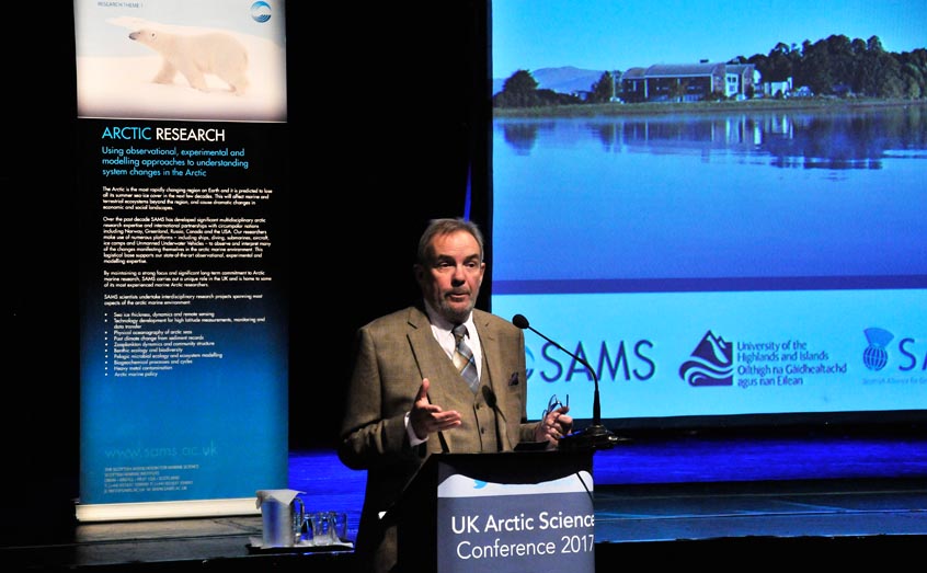 SAMS Director Prof Nicholas Owens welcomes delegates to the UK Arctic Science Conference in Oban