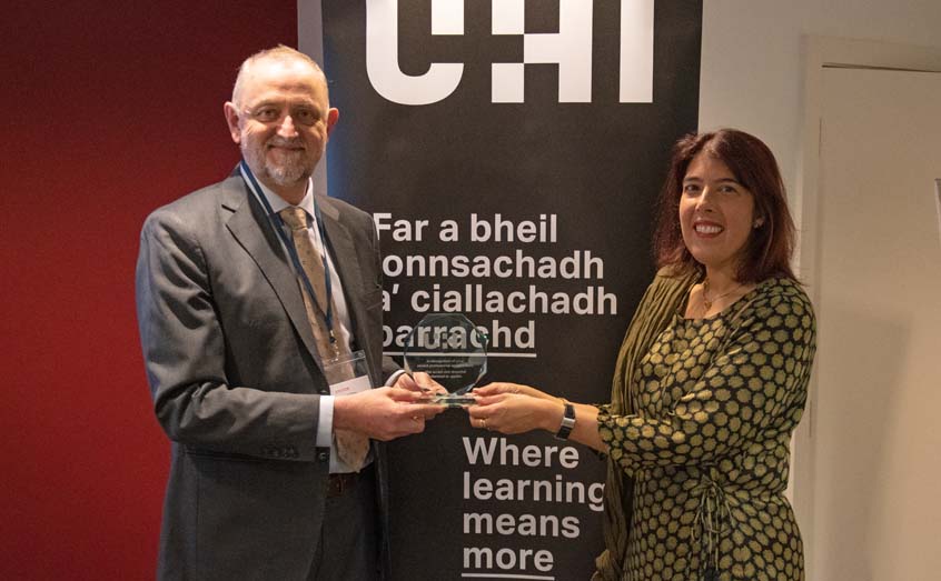 Prof Bhavani Narayanaswamy is welcomed to the UHI professoriate by Vice-Chancellor Prof Todd Walker