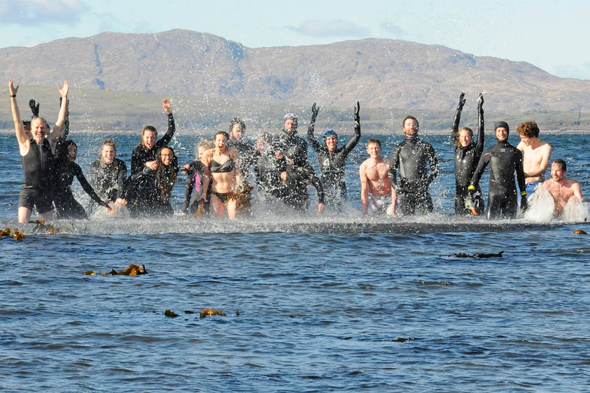 SAMS staff and students take a dip in the sea