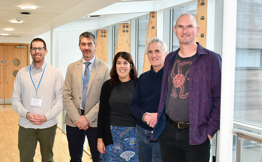 SAMS Student of the Year Dr Chester Sands (right) with his supervisors and examiners following the successful defence of his PhD thesis.