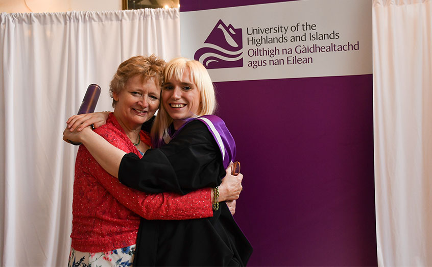 SAMS UHI Student of the Year Eleanor Lawrie gets a hug from proud mum Karen