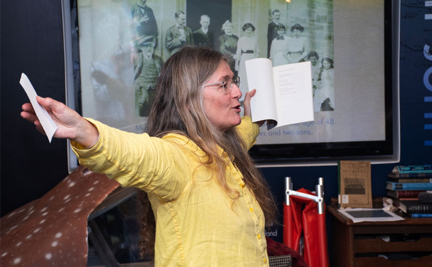Mandy Haggith read from her new poetry book, Briny, at a launch in the Ocean Explorer Centre.
