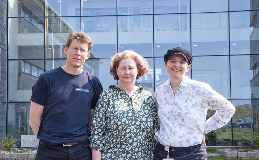 SAMS UHI’s newest Professors Finlo Cottier and Michele Stanley, centre, with Dr Claire Gachon, who has been awarded the title of Reader