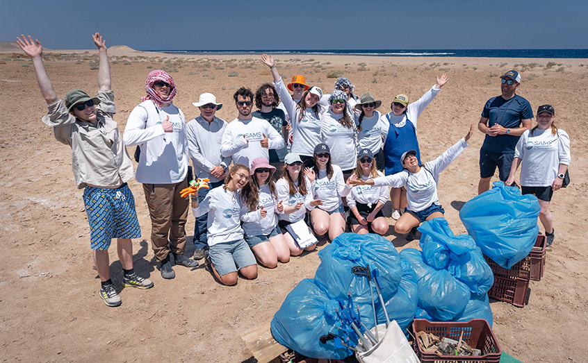 SAMS Marine Science students carrying out a beach litter survey.