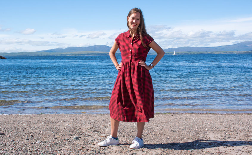 Poet Suzannah V Evans, pictured on the beach at SAMS, has a residency during August.