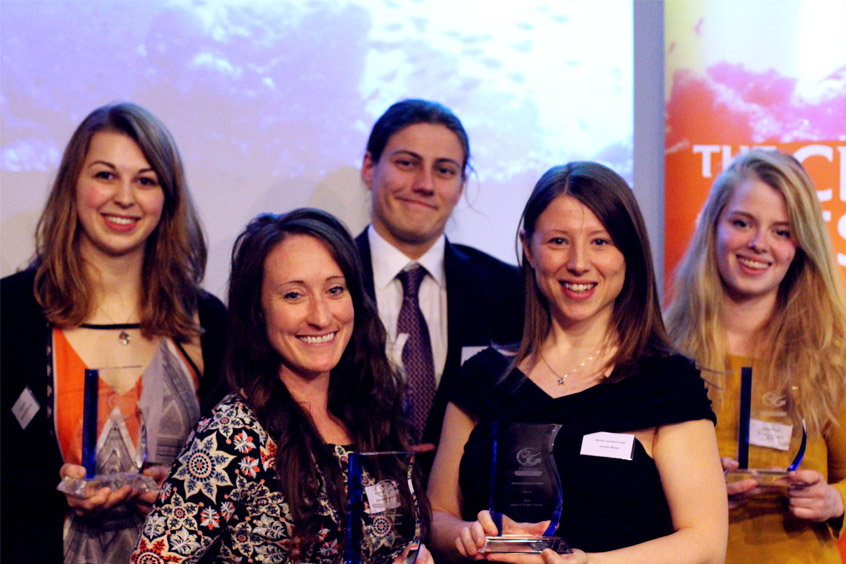 Winnie Courtene Jones, second from right, with her student of the year award